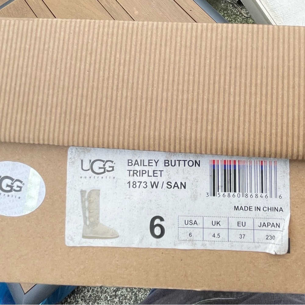 UGG Tall Button Boot in Chestnut Suede with Shearling Trim - Picture 7 of 7